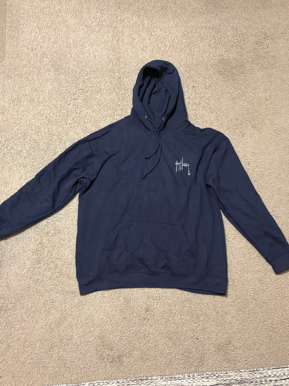 Men's Navy Hoodie with Small Script Logo Size XL